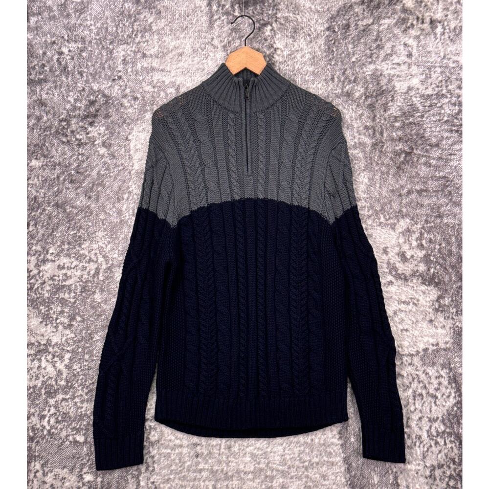 Rodd & Gunn Sweater Medium Mens Merino Wool Cable Knit Half Zip Color Block